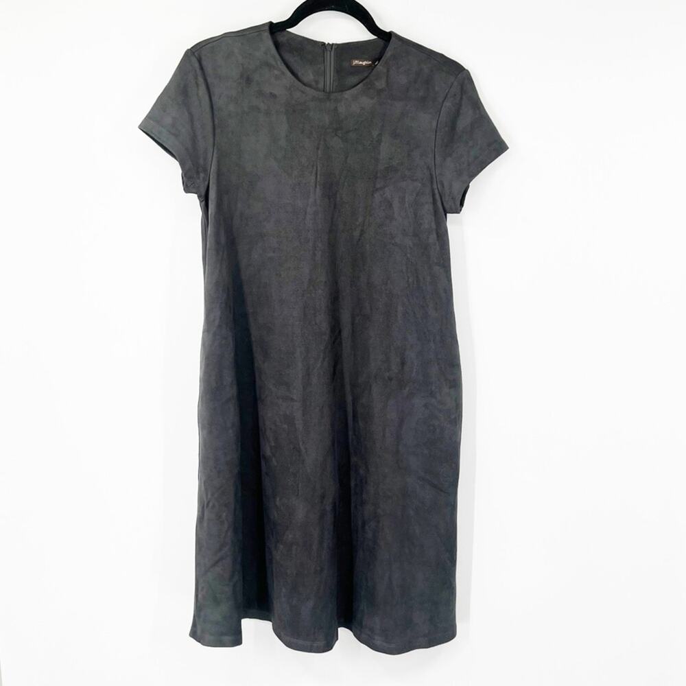 J. McLaughlin Gray Faux Suede Short Sleeve Swing Dress